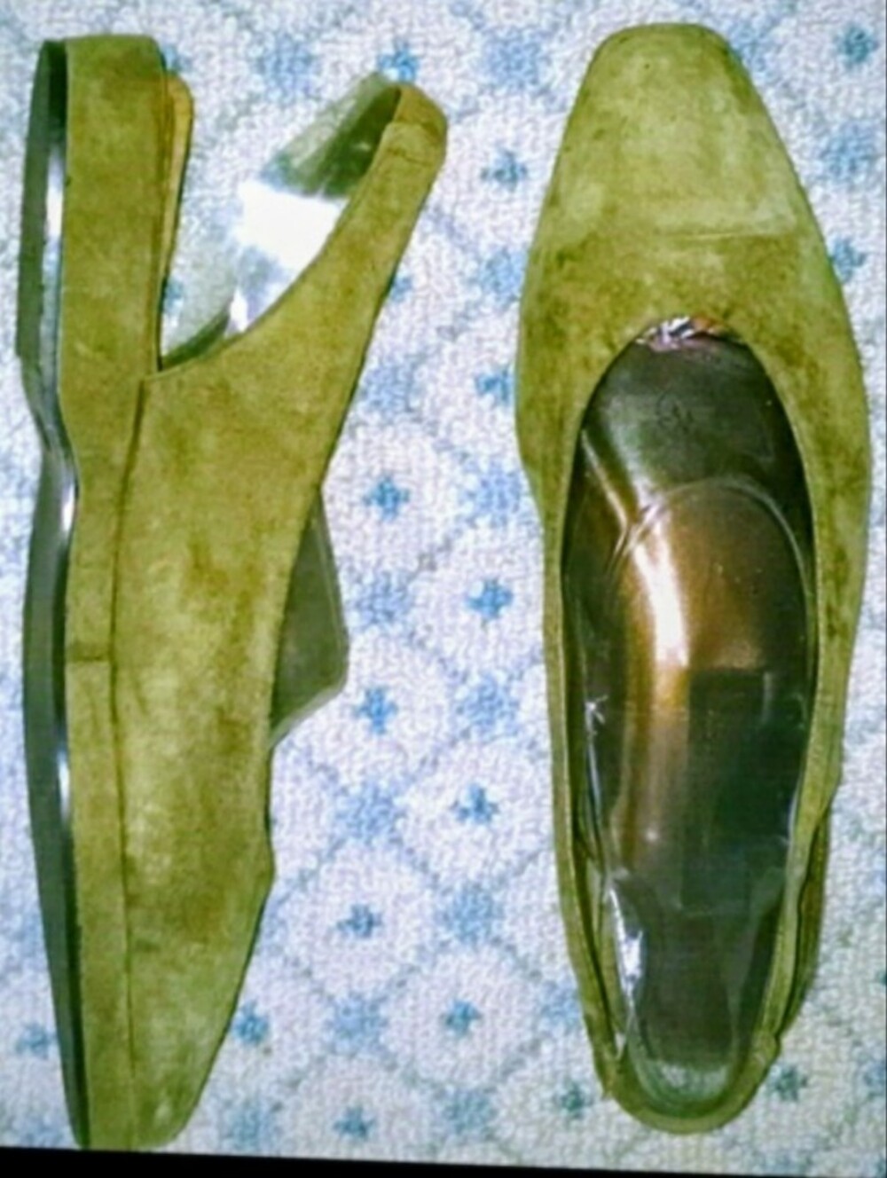 Vintage rare leather suede sling-back sexy shoes